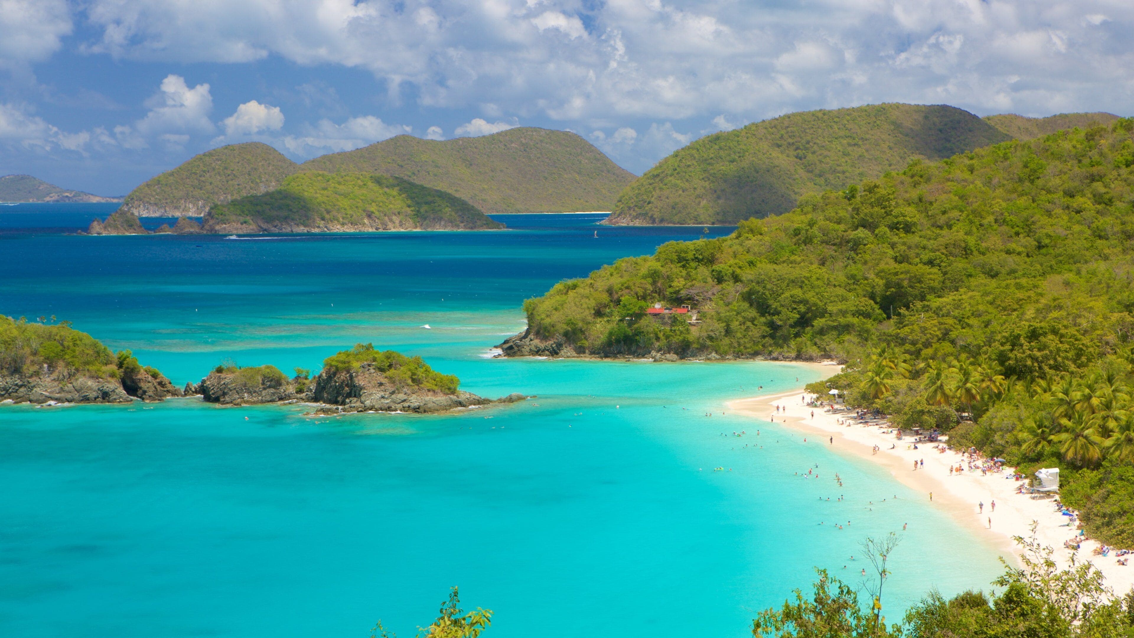Playa de arena blanca y mar cristalino en el Caribe
